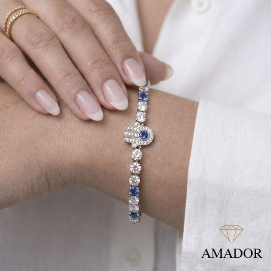 צמיד כסף יהלומים חמסה נשים