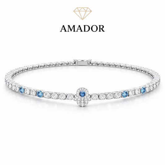 צמיד כסף יהלומים חמסה נשים