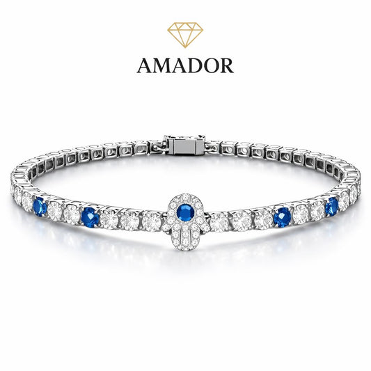 צמיד כסף יהלומים חמסה גברים